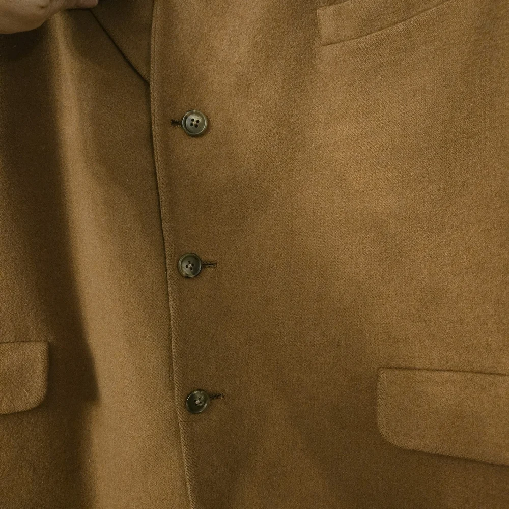 Vintage Mens 3 Button Blazer Jacket 46 Regular Brown 100% Camel Hair Retro‎ EUC